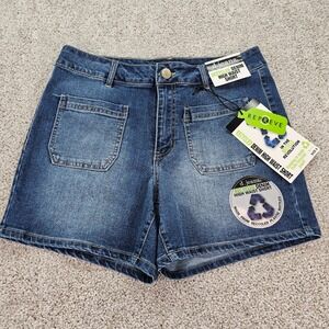 d.jeans Womens High Waist Recycled Denim Shorts Blue Size 6 REPREVE Patch Pocket